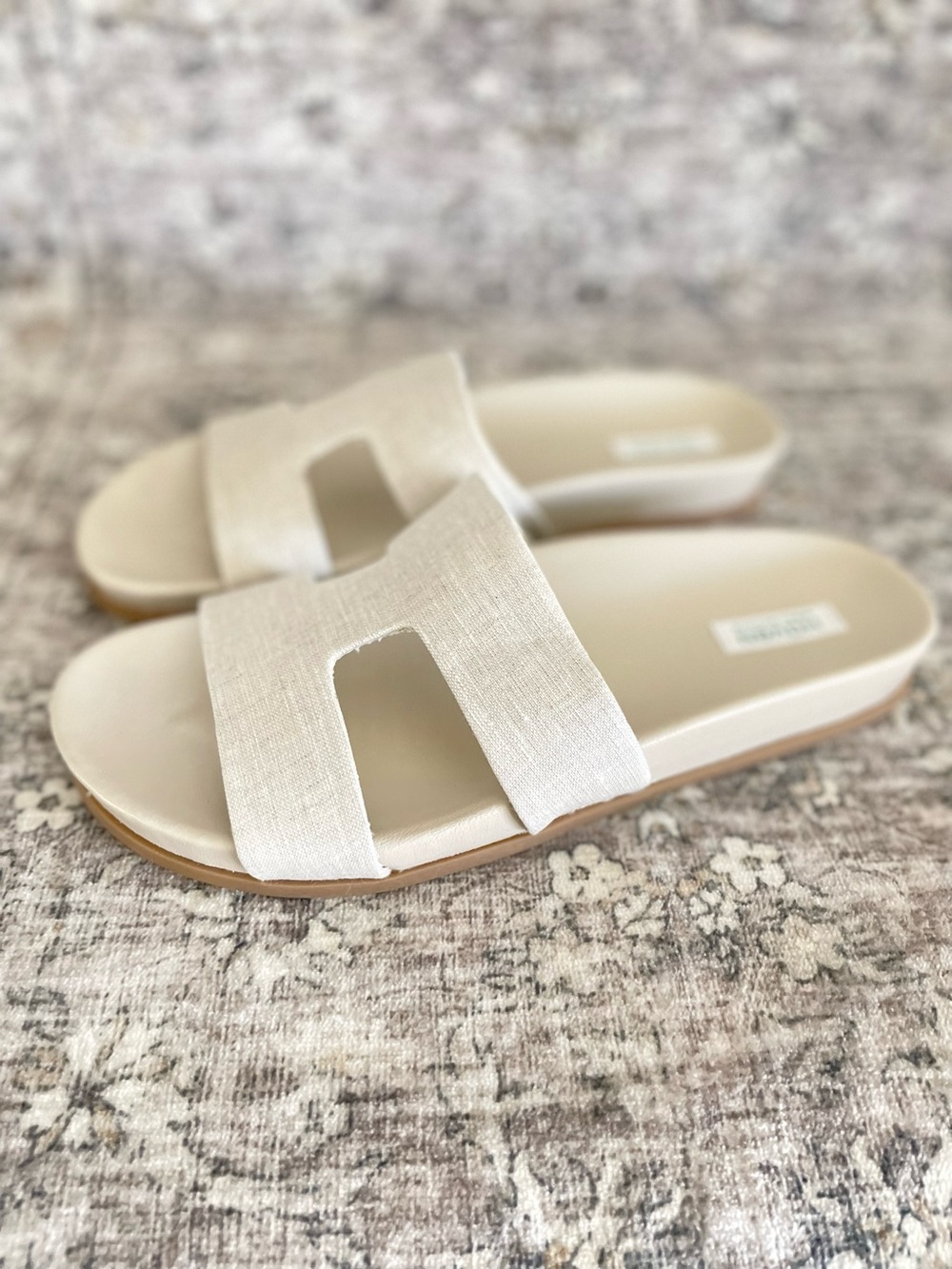 Talbots Well Within Linen Slide Sandals Sustainable Minimalist Cream Beige - Picture 2 of 9